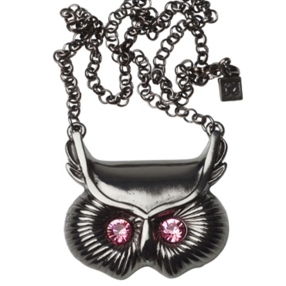 Glam Owl Face Necklace Pink Crystal Eyes NWT - Picture 2 of 2